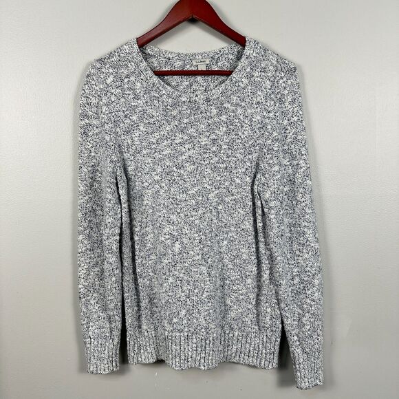 L.L. Bean Womens Large Grey Knit Sweater Pullover Warm Cotton Long Sleeve - Picture 1 of 4